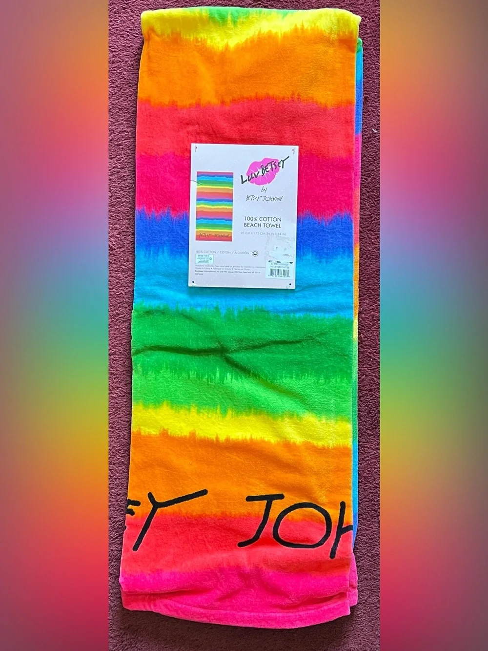 Betsey Johnson Bold Tie Dye Stripe Beach Towel